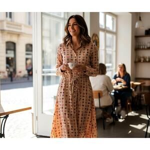 Chloé Vintage 1970s 80s Paris Silk Midi Dress Size Fit S/M Made in France